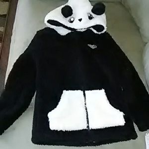 Adorable zip plush panda hoodie